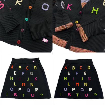CHANEL | シャネル アルファベット カーディガン&スカート セットアップ ブラック サイズ：36