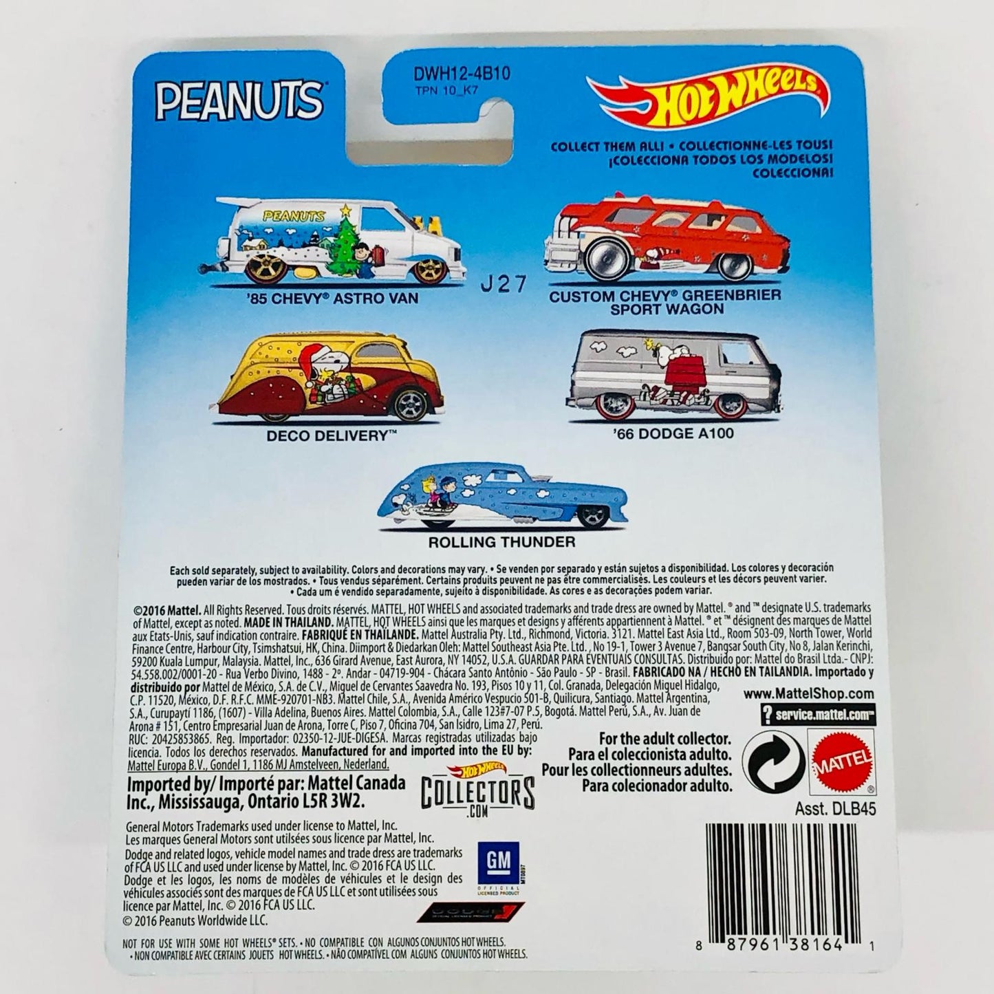 Hotwheels 1/64 PEANUTS ROLLING THUNDER