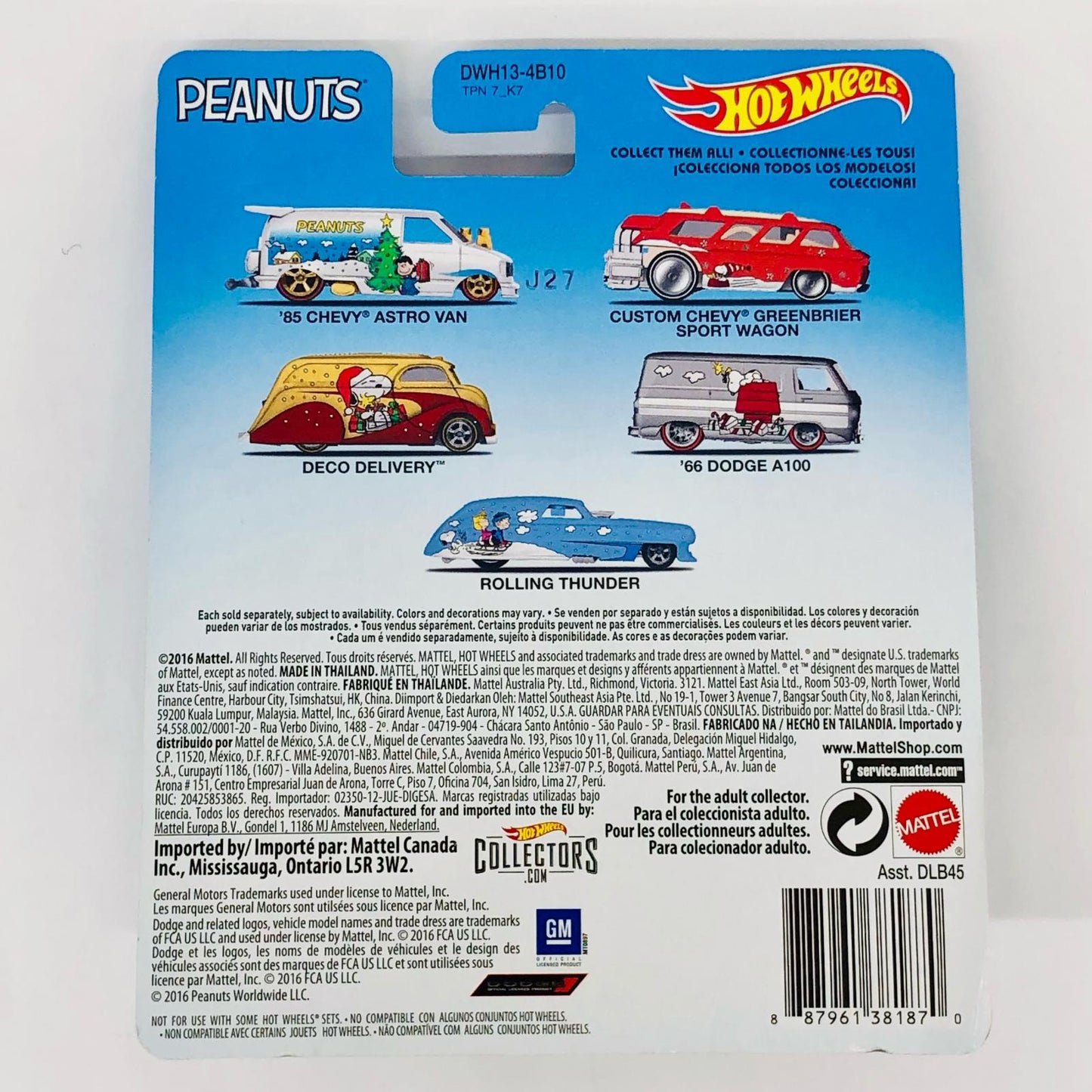 Hotwheels 1/64 PEANUTS '66 DODGE A100 ホワイト