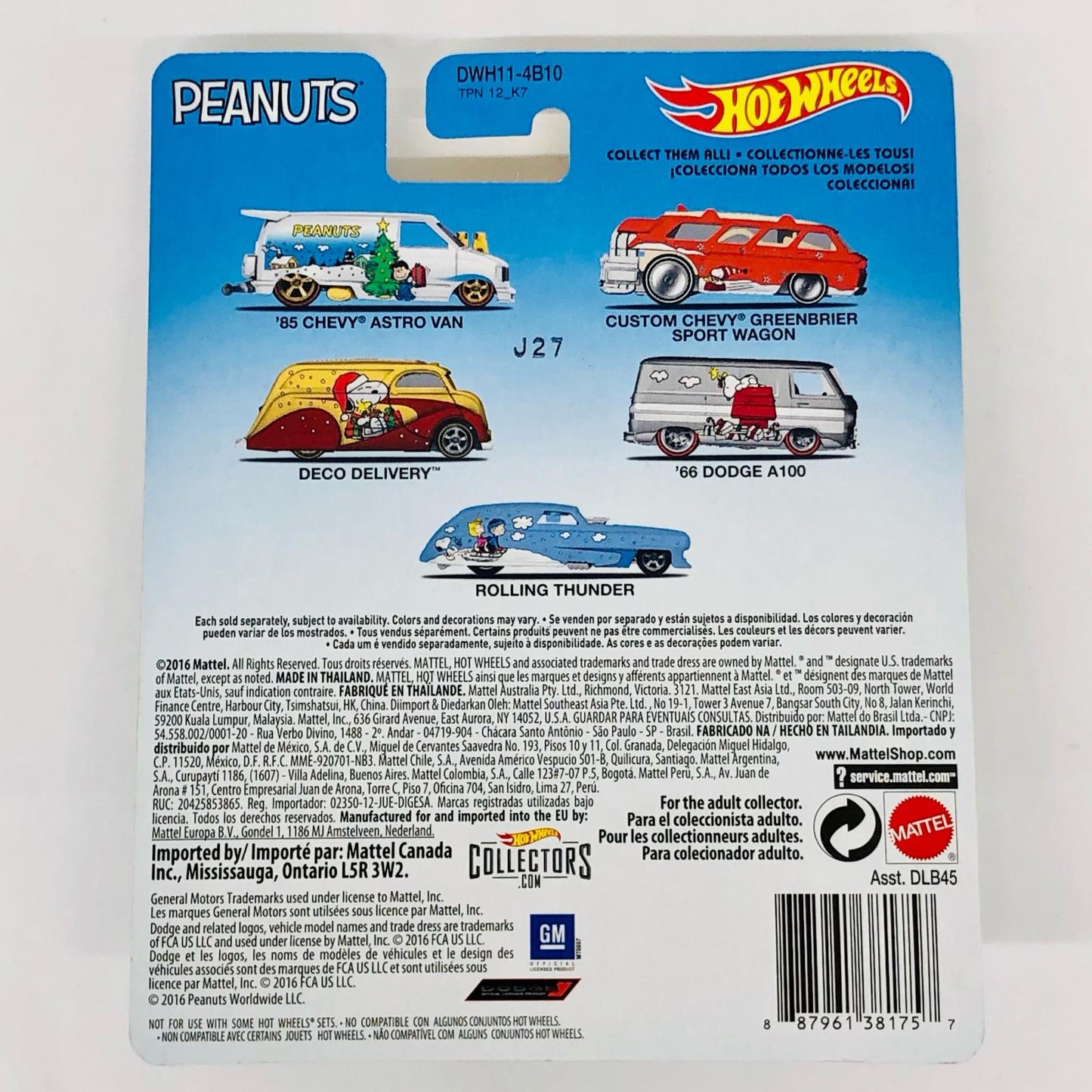Hotwheels 1/64 PEANUTS DECO DELIVERY