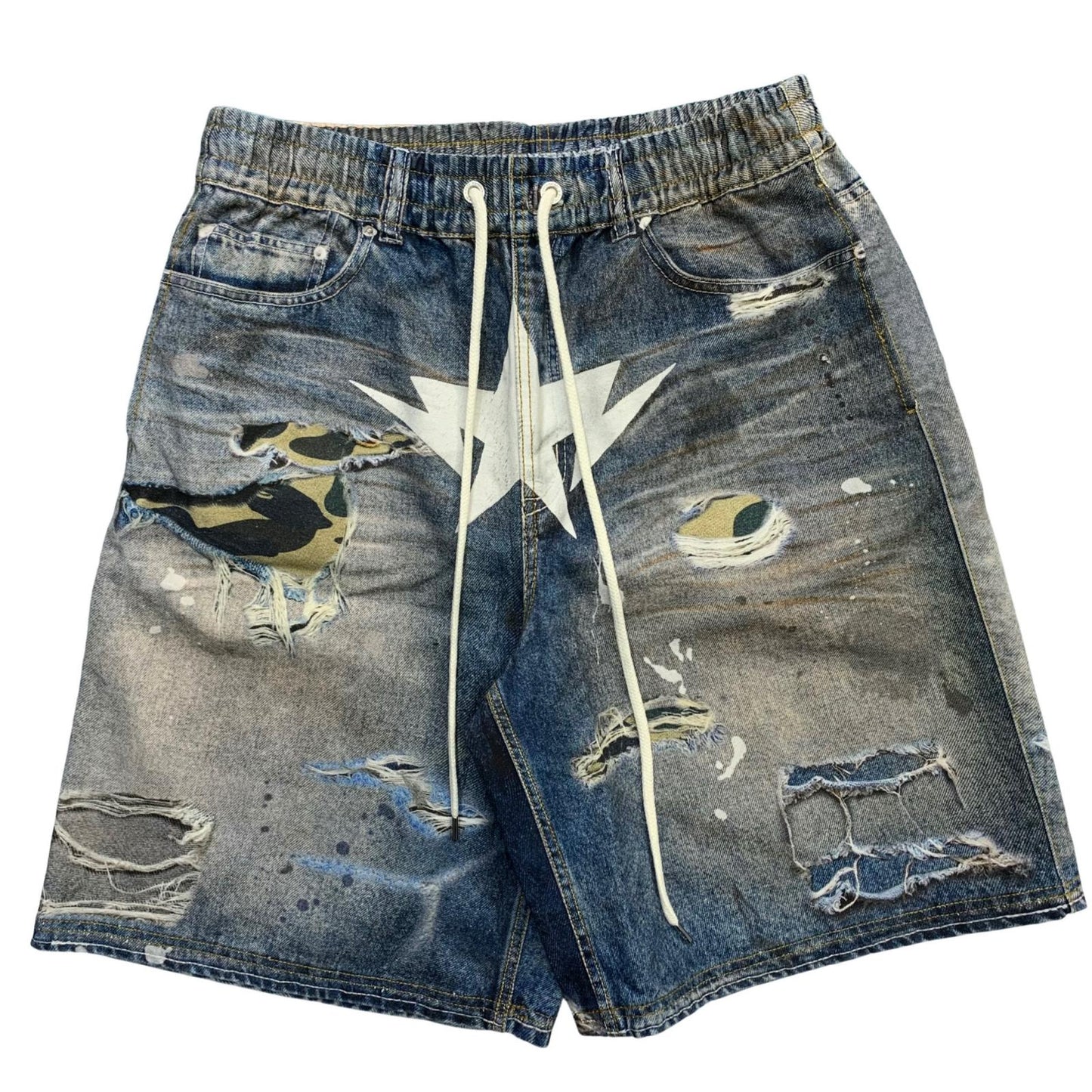 A BATHING APE | アベイシングエイプ BAPE STA FAKE PRINT RELAXED FIT SHORTS ショートパンツ 001DSM301306M ブルー サイズ：XL