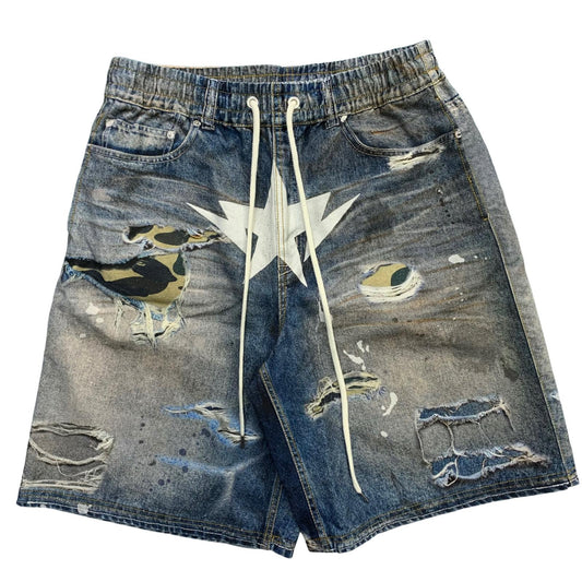 A BATHING APE | アベイシングエイプ BAPE STA FAKE PRINT RELAXED FIT SHORTS ショートパンツ 001DSM301306M ブルー サイズ：XL