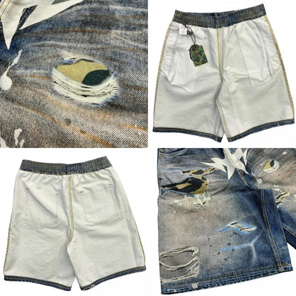 A BATHING APE | アベイシングエイプ BAPE STA FAKE PRINT RELAXED FIT SHORTS ショートパンツ 001DSM301306M ブルー サイズ：XL