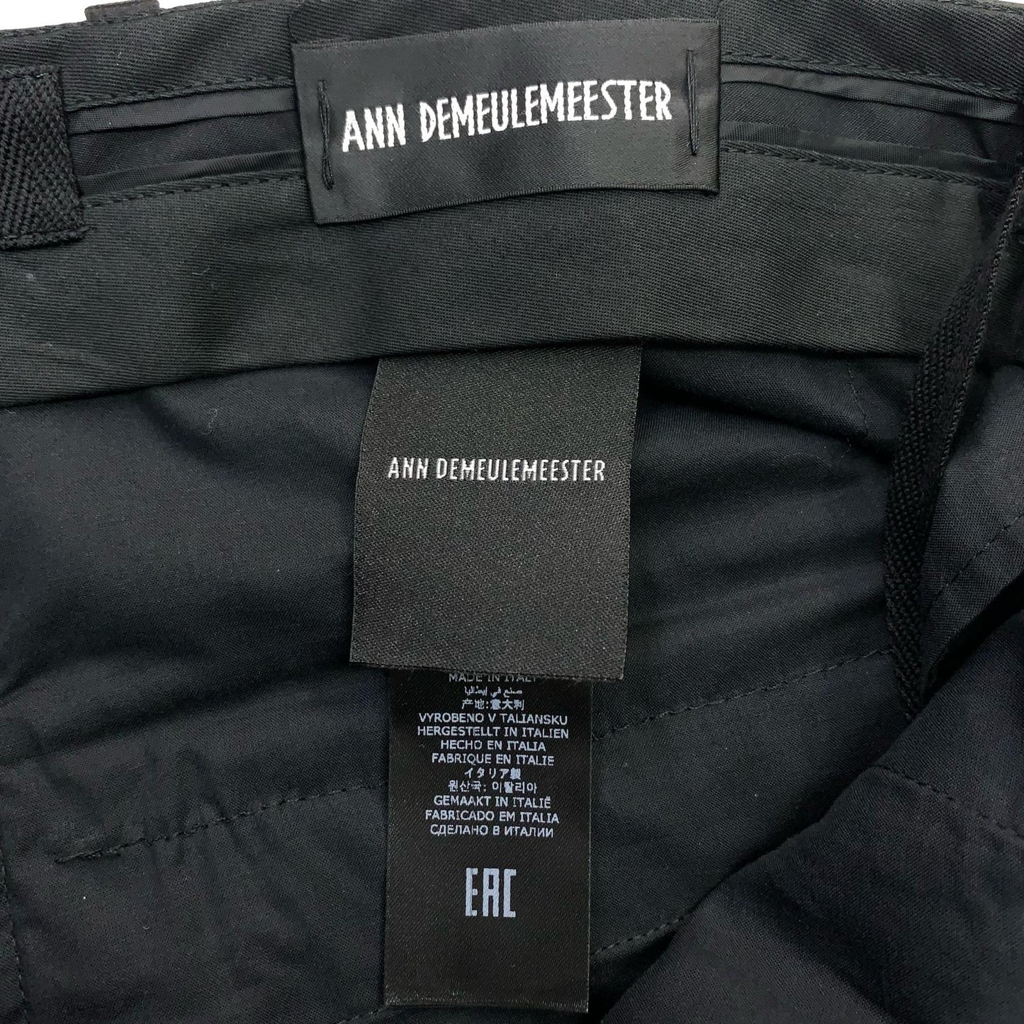 ANN DEMEULEMEESTER | アンドゥムルメステール Anneke Comfort Satin Trousers パンツ ブラック サイズ：48