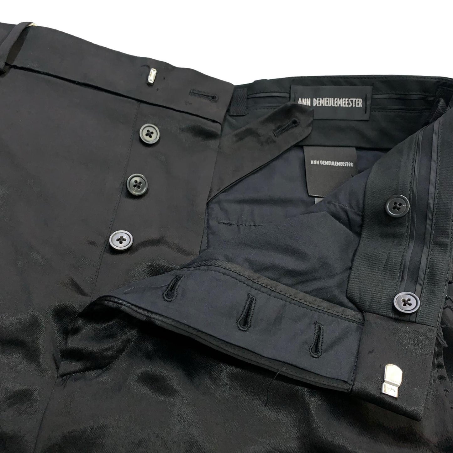 ANN DEMEULEMEESTER | アンドゥムルメステール Anneke Comfort Satin Trousers パンツ ブラック サイズ：48