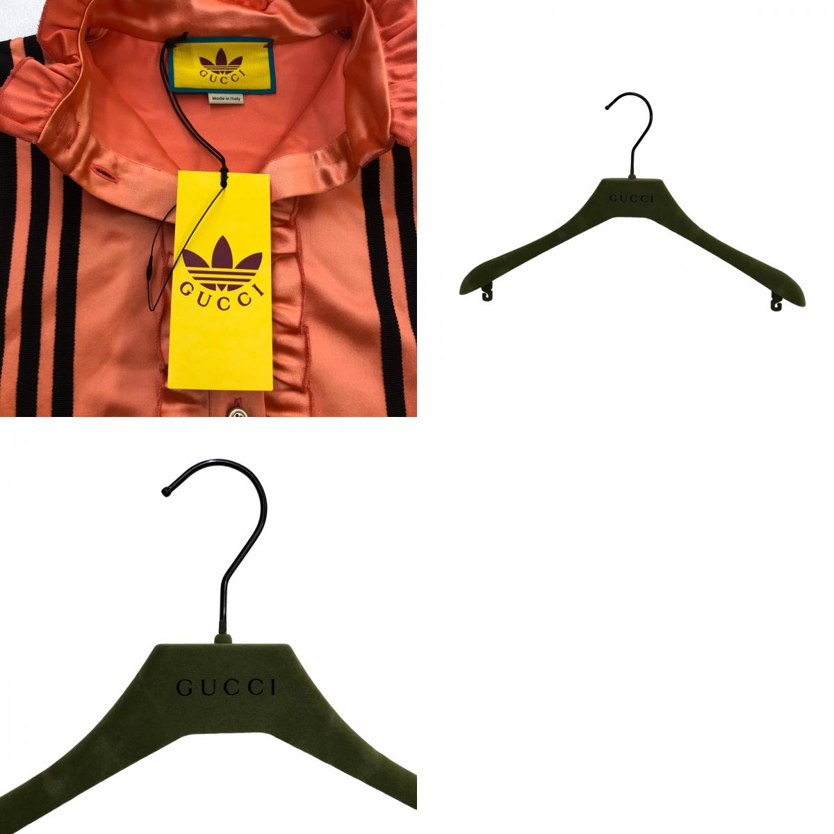 GUCCI | グッチ adidas x Gucci ダッチェスシルク シャツ 長袖シャツ ピンク サイズ：36【瀬戸大橋店】