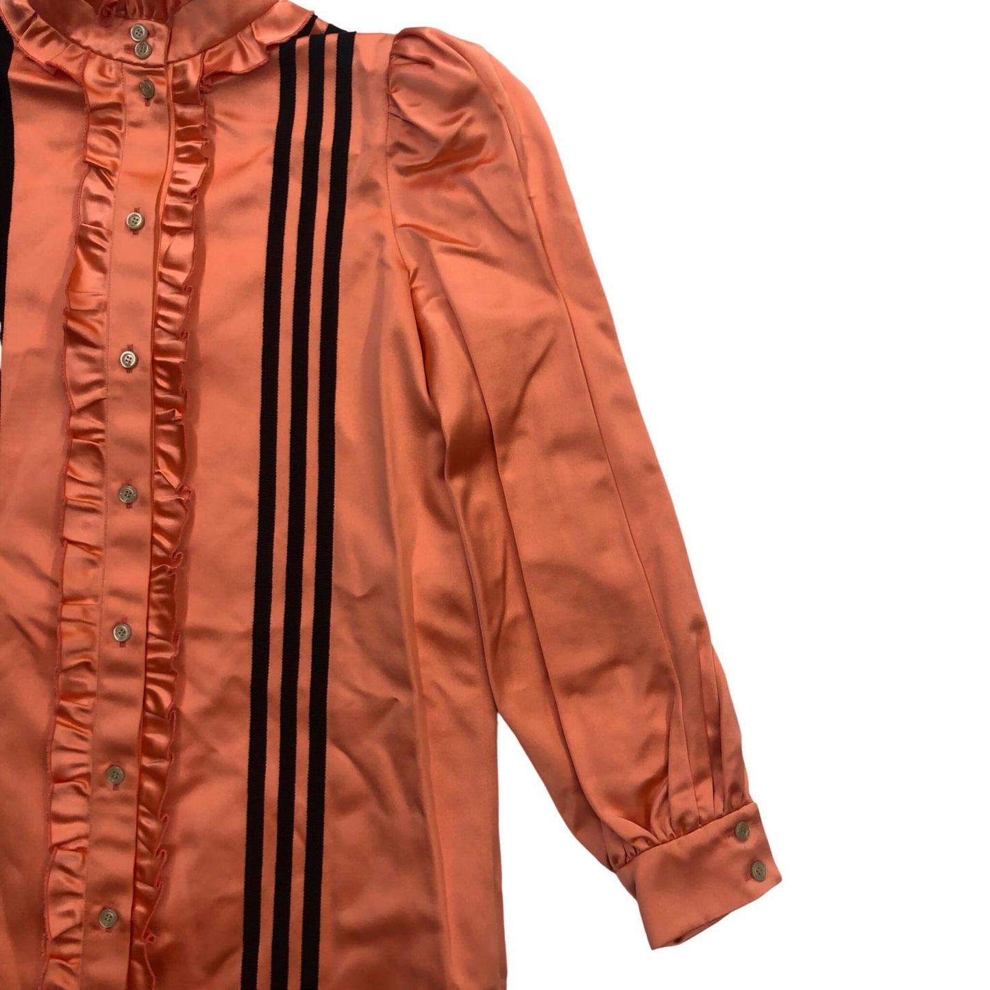 GUCCI | グッチ adidas x Gucci ダッチェスシルク シャツ 長袖シャツ ピンク サイズ：36【瀬戸大橋店】