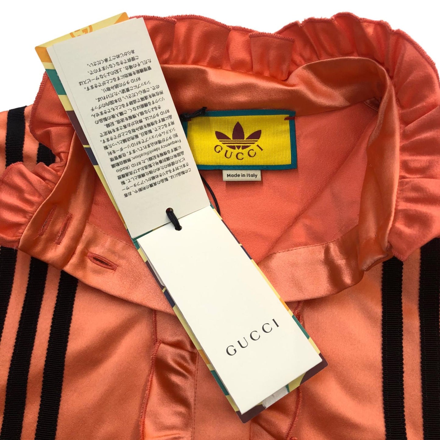 GUCCI | グッチ adidas x Gucci ダッチェスシルク シャツ 長袖シャツ ピンク サイズ：36【瀬戸大橋店】