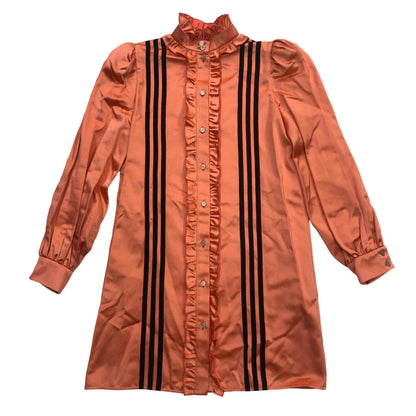 GUCCI | グッチ adidas x Gucci ダッチェスシルク シャツ 長袖シャツ ピンク サイズ：38【瀬戸大橋店】