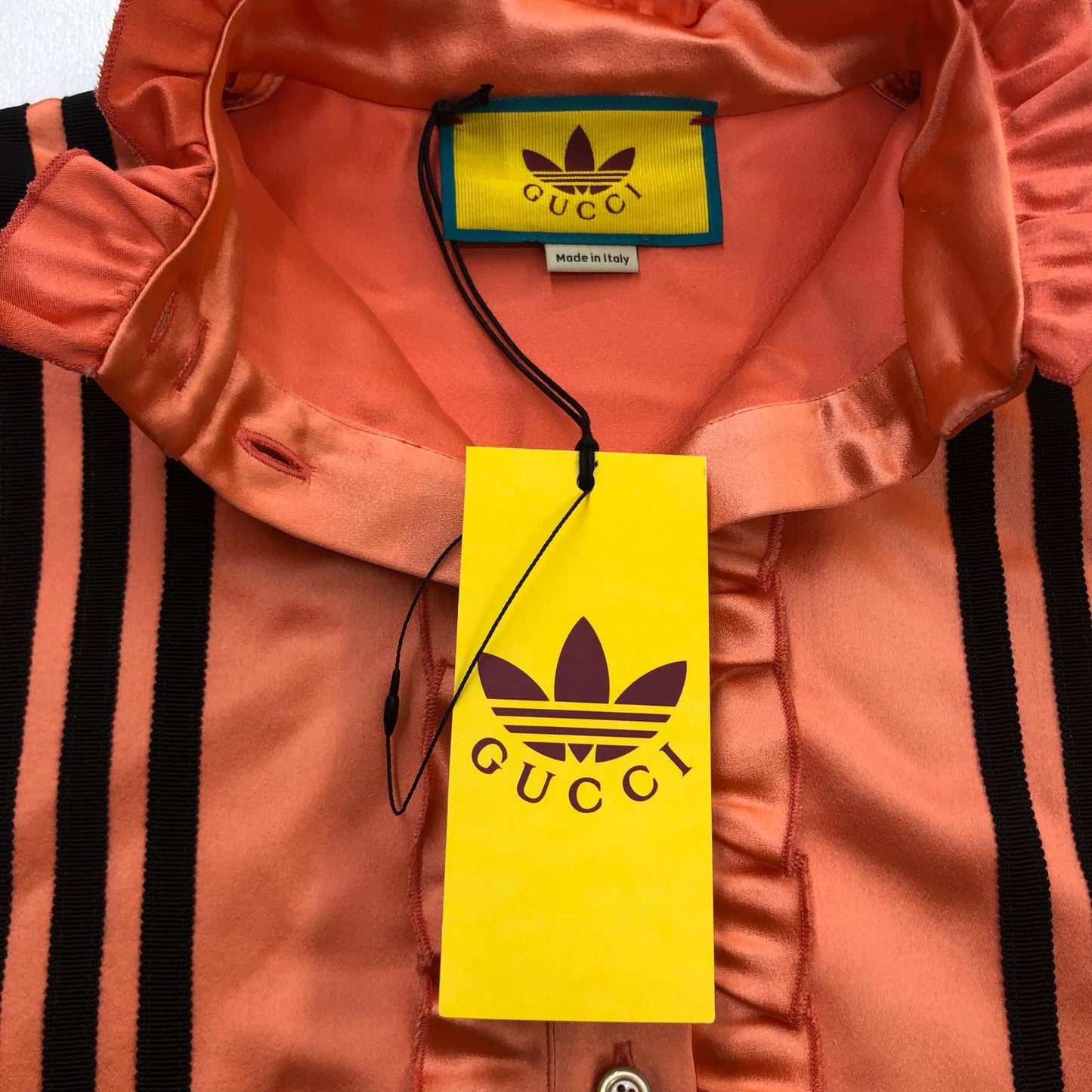 GUCCI | グッチ adidas x Gucci ダッチェスシルク シャツ 長袖シャツ ピンク サイズ：38【瀬戸大橋店】