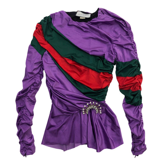 GUCCI | グッチ GUCCI × Balenciaga Ruched Top 長袖Ｔシャツ パープル サイズ：40【瀬戸大橋店】