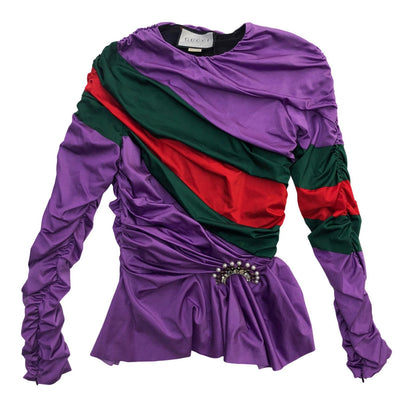 GUCCI | グッチ GUCCI × Balenciaga Ruched Top 長袖Ｔシャツ パープル サイズ：42【瀬戸大橋店】