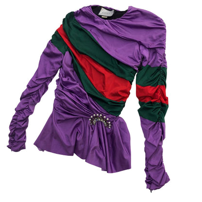 GUCCI | グッチ GUCCI × Balenciaga Ruched Top 長袖Ｔシャツ パープル サイズ：42【瀬戸大橋店】