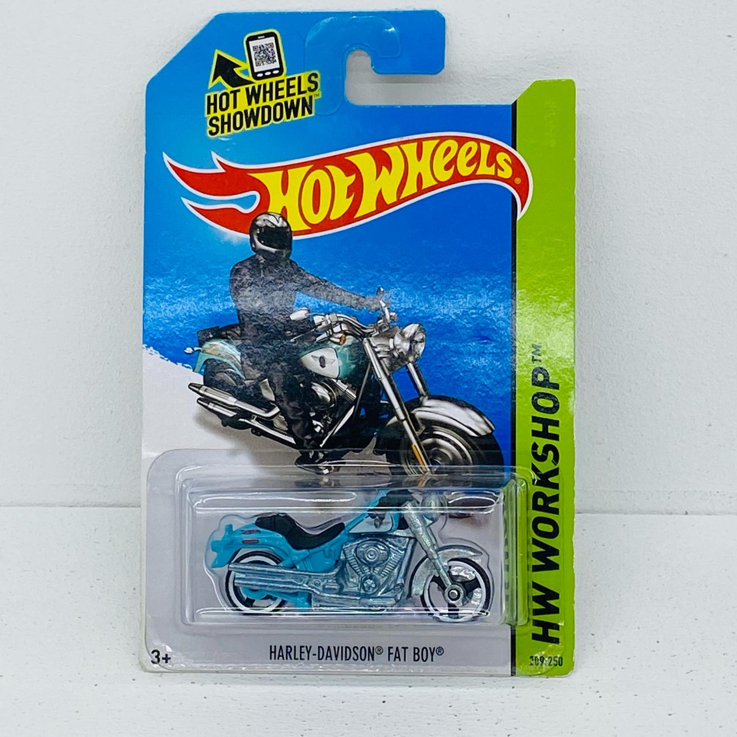 1/64HARLEY-DAVIDSONFATBOY(ライトブルー×ブラック×シルバー)「HotWheelsHWWORKSHOP」[BFD80-07B3]