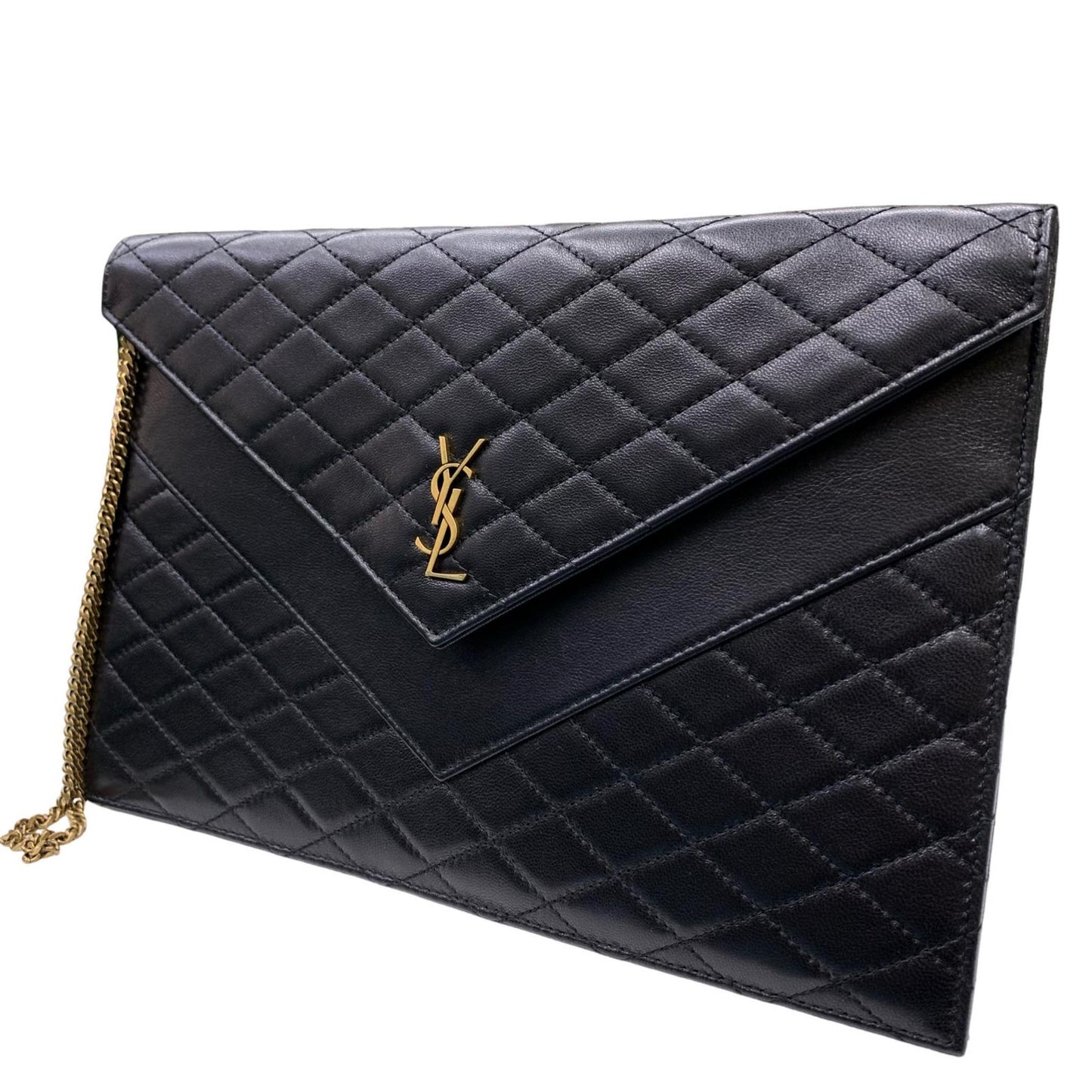 SAINT LAURENT | サンローラン ゲイビー ダブルフラップ チェーンポーチ ショルダーバッグ TGN685596・0623 マトラッセ チェーン付き ブラック【瀬戸大橋店】