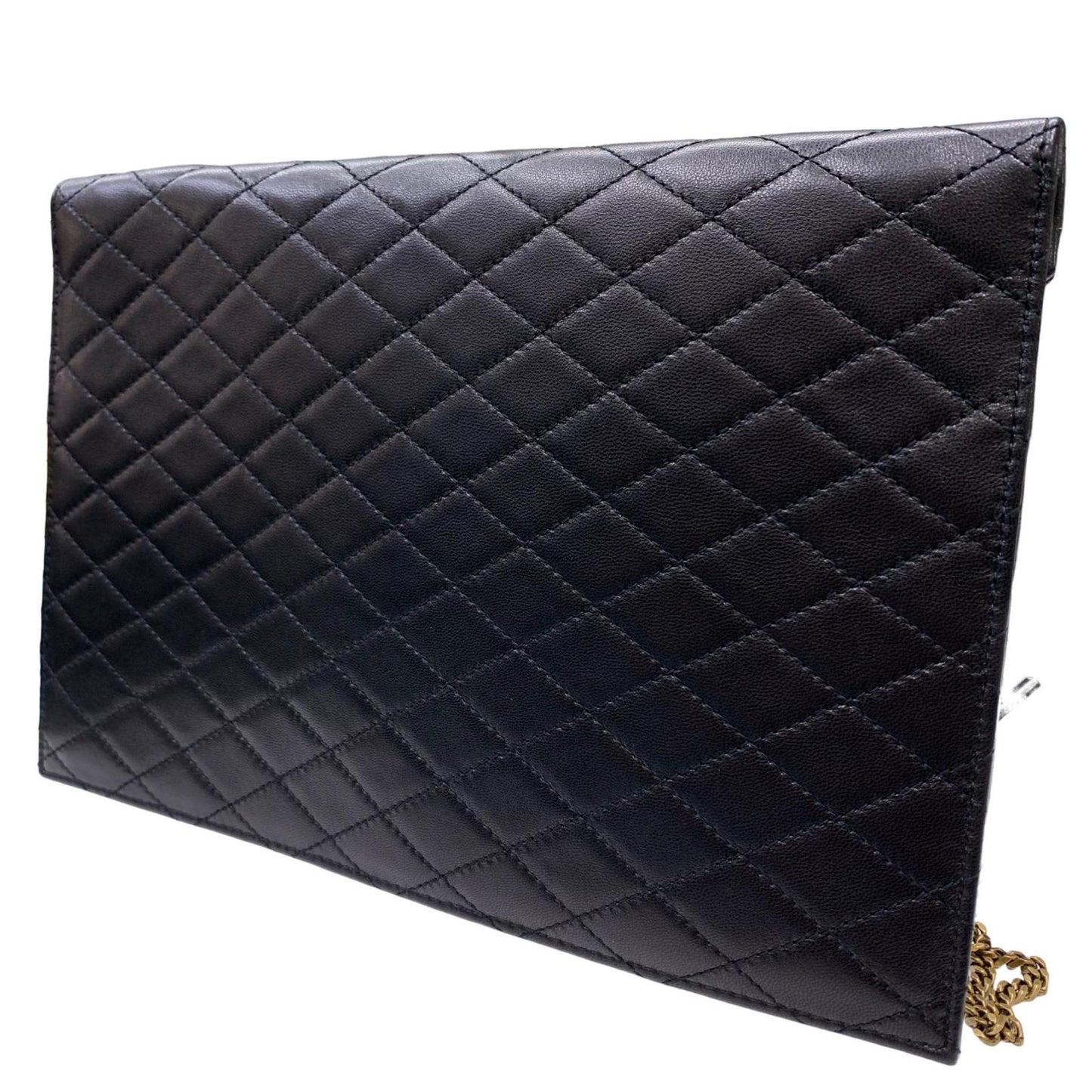 SAINT LAURENT | サンローラン ゲイビー ダブルフラップ チェーンポーチ ショルダーバッグ TGN685596・0623 マトラッセ チェーン付き ブラック【瀬戸大橋店】