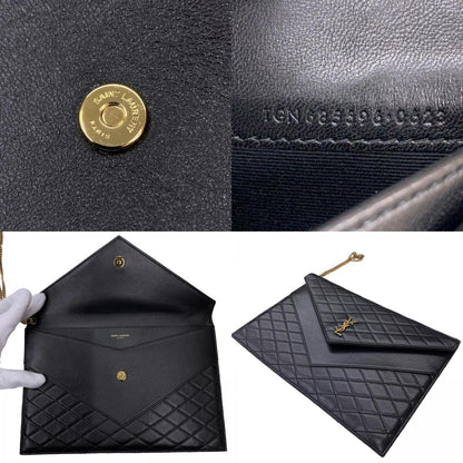 SAINT LAURENT | サンローラン ゲイビー ダブルフラップ チェーンポーチ ショルダーバッグ TGN685596・0623 マトラッセ チェーン付き ブラック【瀬戸大橋店】