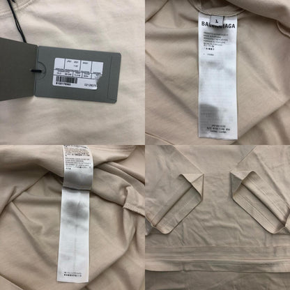 BALENCIAGA | バレンシアガ Hem Long T-Shirt Boxy Fit 半袖Ｔシャツ ベージュ【瀬戸大橋店】