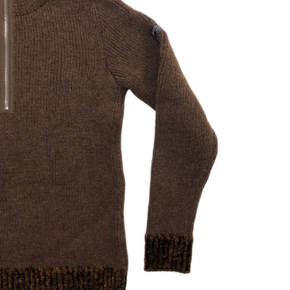 RAF SIMONS | ラフシモンズ double layered fishermen dsweater with short zip ニット ブラウン サイズ：S【瀬戸大橋店】