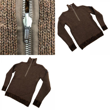 RAF SIMONS | ラフシモンズ double layered fishermen dsweater with short zip ニット ブラウン サイズ：L【瀬戸大橋店】