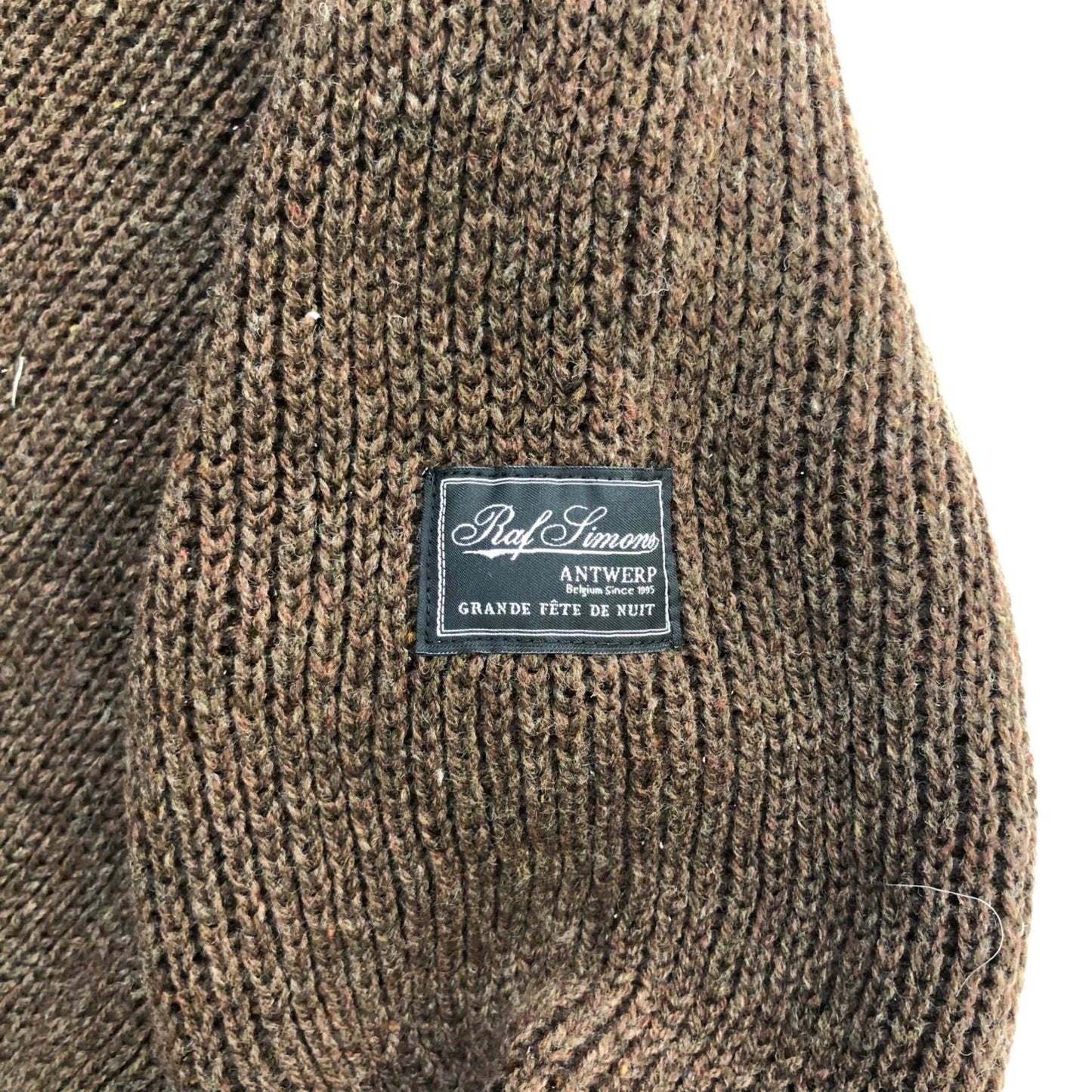 RAF SIMONS | ラフシモンズ double layered fishermen dsweater with short zip ニット ブラウン サイズ：L【瀬戸大橋店】