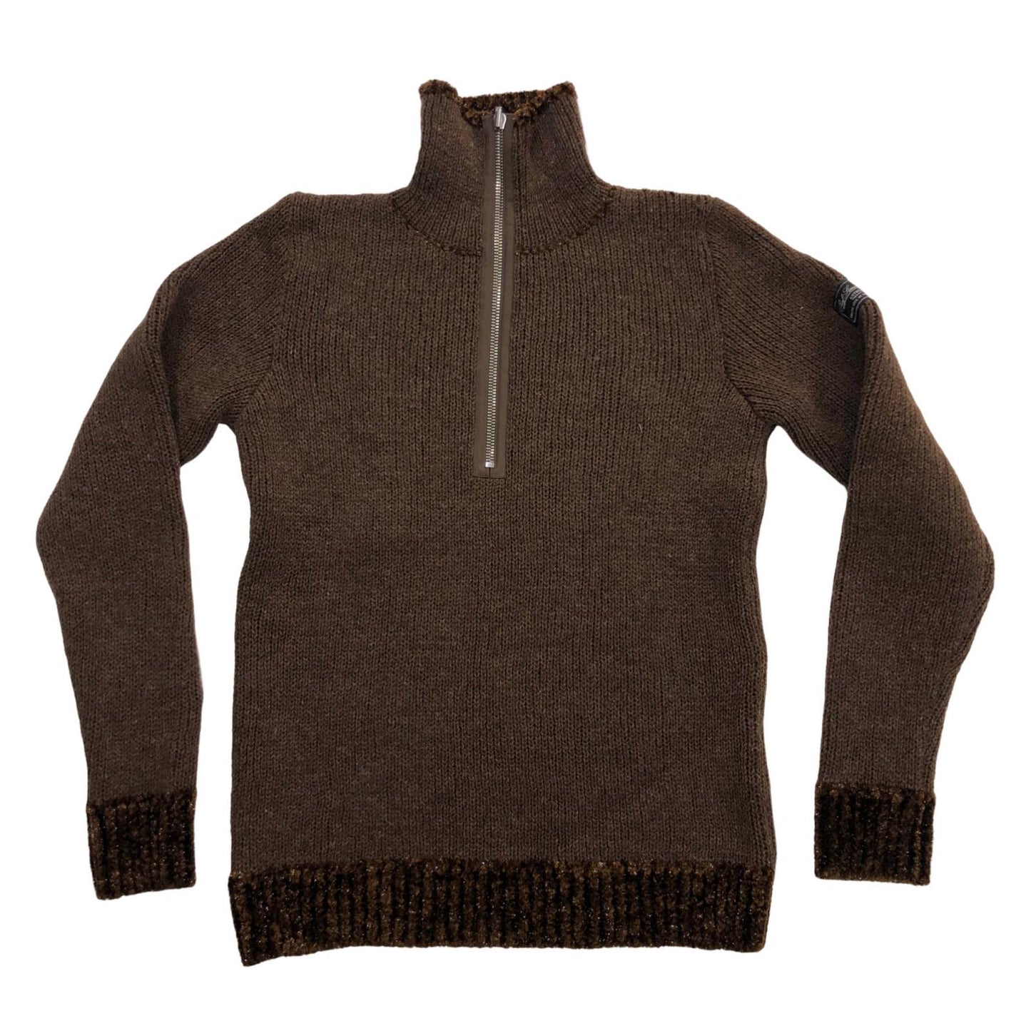 RAF SIMONS | ラフシモンズ double layered fishermen dsweater with short zip ニット ブラウン サイズ：S【瀬戸大橋店】
