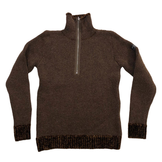RAF SIMONS | ラフシモンズ double layered fishermen dsweater with short zip ニット ブラウン サイズ：S【瀬戸大橋店】