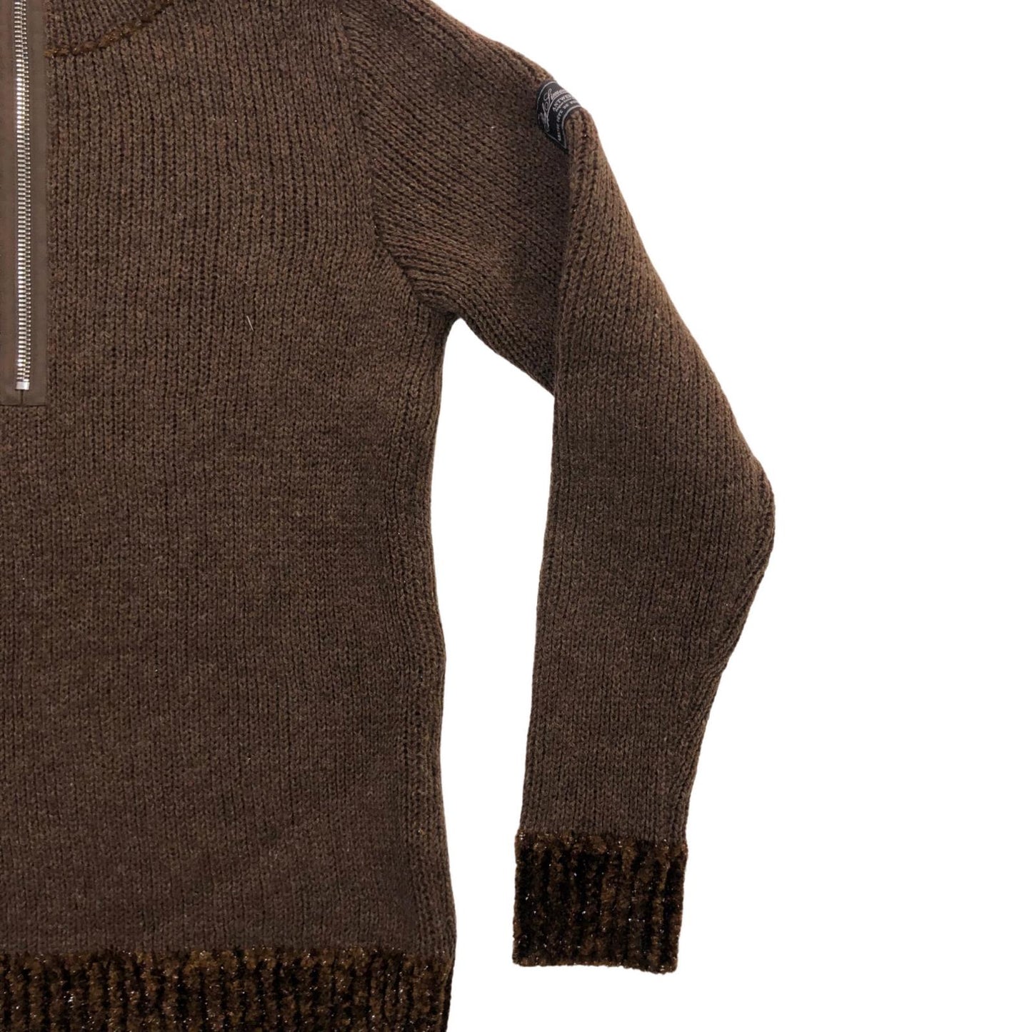 RAF SIMONS | ラフシモンズ double layered fishermen dsweater with short zip ニット ブラウン サイズ：S【瀬戸大橋店】