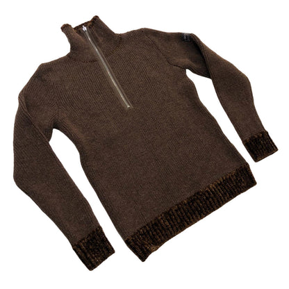 RAF SIMONS | ラフシモンズ double layered fishermen dsweater with short zip ニット ブラウン サイズ：S【瀬戸大橋店】