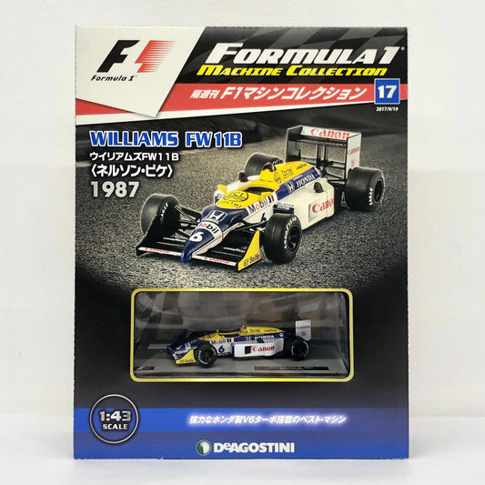 おもちゃ・玩具 [単品] 1/43 WILLIAMS FW11B 1987 Nelson Piquet Canon #6(イエロー×ホワイト×ブルー) 「F1マシンコレクション全国版」 第17号同梱品 WILLIAMS FW11B 1987 #6 1/43スケール 17【加古川物流】
