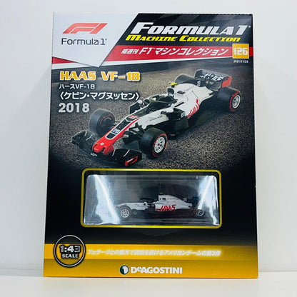 おもちゃ・玩具 [単品] 1/43 HAAS VF-18 #20 2018 ケビン・マグヌッセン(ホワイト×ブラック×レッド) 「F1マシンコレクション全国版 126」 同梱品 HAAS VF-18 #20 2018 第126号同梱品【加古川物流】