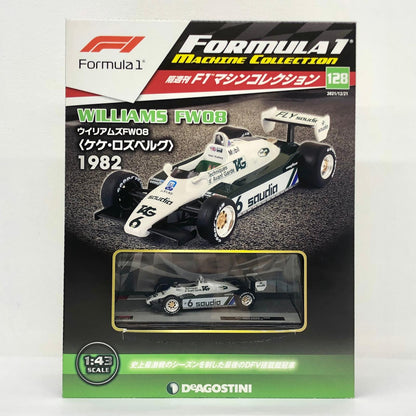 おもちゃ・玩具 [単品] 1/43 WILLIAMS FW08 1982 Keke Rosberg #6(ホワイト×グリーン) 「F1マシンコレクション全国版 128」 同梱品 WILLIAMS FW08 1982 #6 1/43スケール 128【加古川物流】