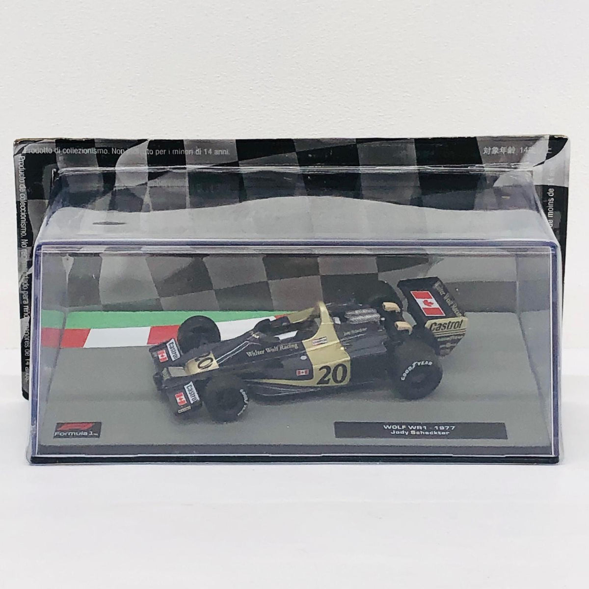 おもちゃ・玩具 [単品] 1/43 WOLF WR1 1977 Judy Scheckter #20(ブラック×ゴールド) 「F1マシンコレクション全国版 71」 同梱品 WOLF WR1 1977 Judy Scheckter 1/43スケール【加古川物流】