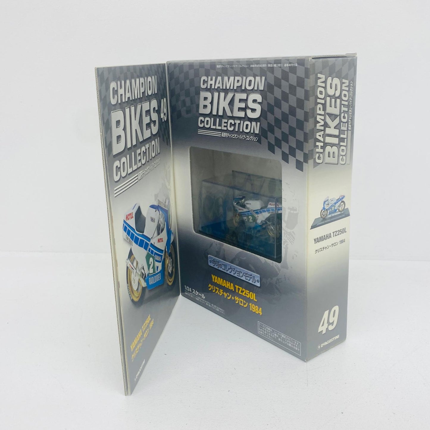 おもちゃ・玩具 [単品] 1/24 YAMAHA TZ250L 1984 #2(ホワイト×ライトブルー×グリーン) 「隔週刊チャンピオン・バイク・コレクション No.49」 同梱品 YAMAHA TZ250L 1984 1/24スケール【加古川物流】