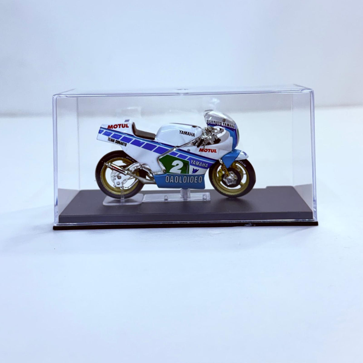 おもちゃ・玩具 [単品] 1/24 YAMAHA TZ250L 1984 #2(ホワイト×ライトブルー×グリーン) 「隔週刊チャンピオン・バイク・コレクション No.49」 同梱品 YAMAHA TZ250L 1984 1/24スケール【加古川物流】