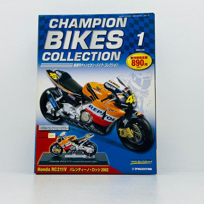 おもちゃ・玩具 1/24 Honda RC211V VALENTINO ROSSI 2002 REPSOL #46(オレンジ×ブラック) 「隔週刊 チャンピオン・バイク・コレクション vol.1」 同梱品 Honda RC211V VALENTINO ROSSI 2002 REPSOL 1/24スケール【加古川物流】