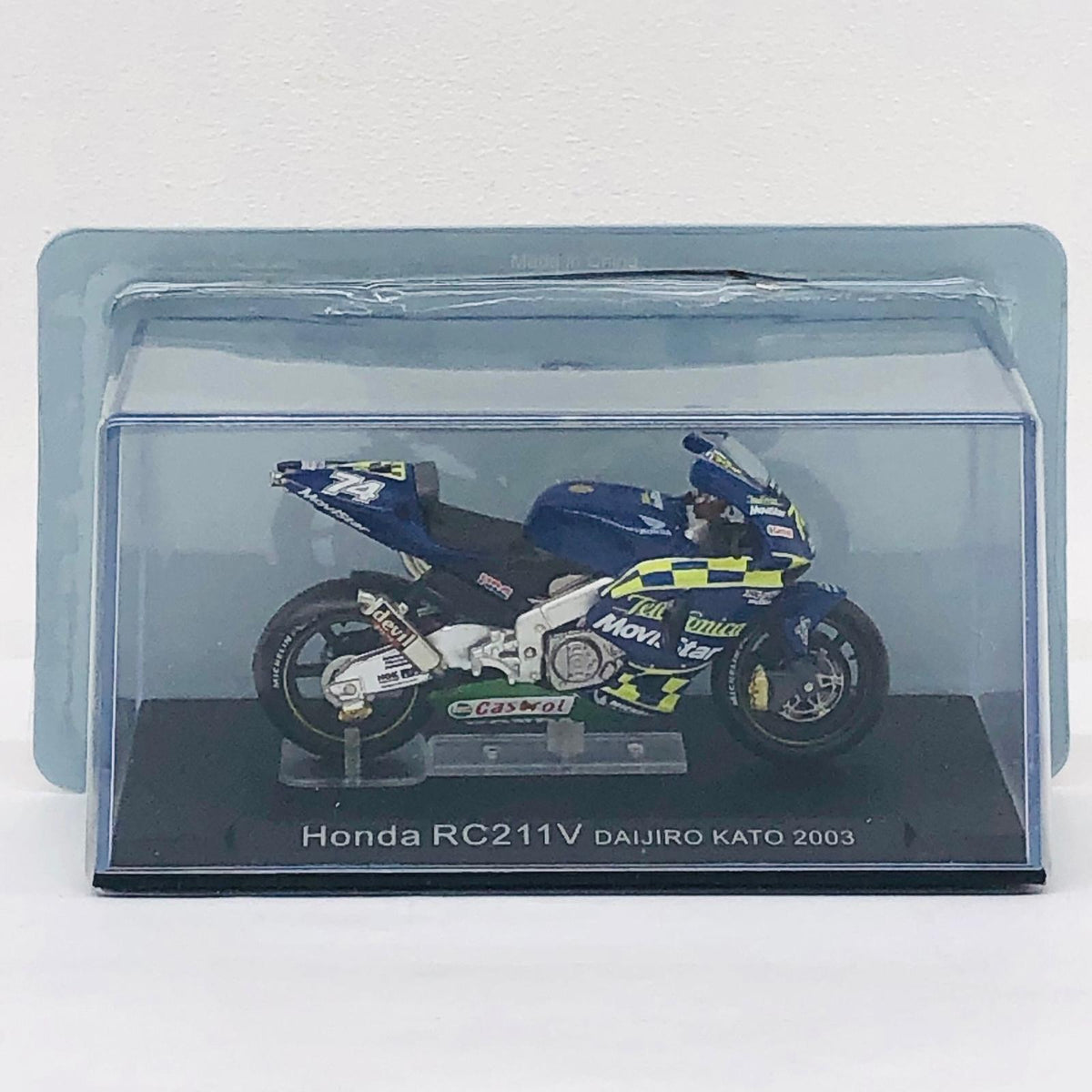 おもちゃ・玩具 [単品] 1/24 HONDA RC211V #74 DAIJIRO KATO 2003(ブルー×イエロー) 「隔週刊チャンピオン・バイク・コレクション No.2」 同梱品 HONDA RC211V #74 DAIJIRO KATO 2003 1/24スケール【加古川物流】