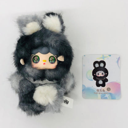 ぬいぐるみ Night gray rabbit オーロラ目「Yooki HOPPING BUNNY ぬいぐるみペンダント」 Night gray rabbit オーロラ目 Yooki HOPPING BUNNY ぬいぐるみペンダント【加古川物流】