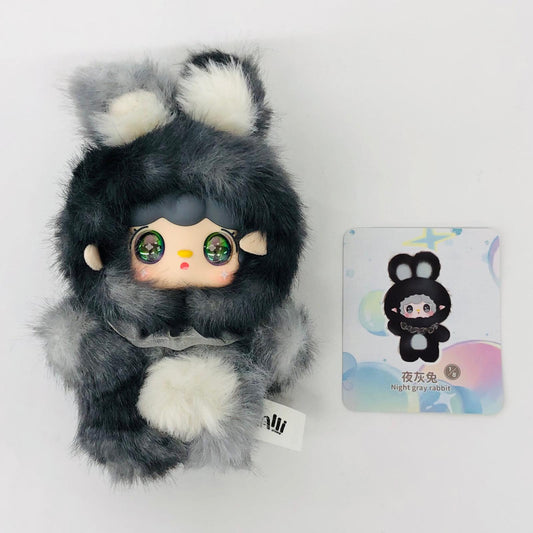 ぬいぐるみ Night gray rabbit オーロラ目「Yooki HOPPING BUNNY ぬいぐるみペンダント」 Night gray rabbit オーロラ目 Yooki HOPPING BUNNY ぬいぐるみペンダント【加古川物流】
