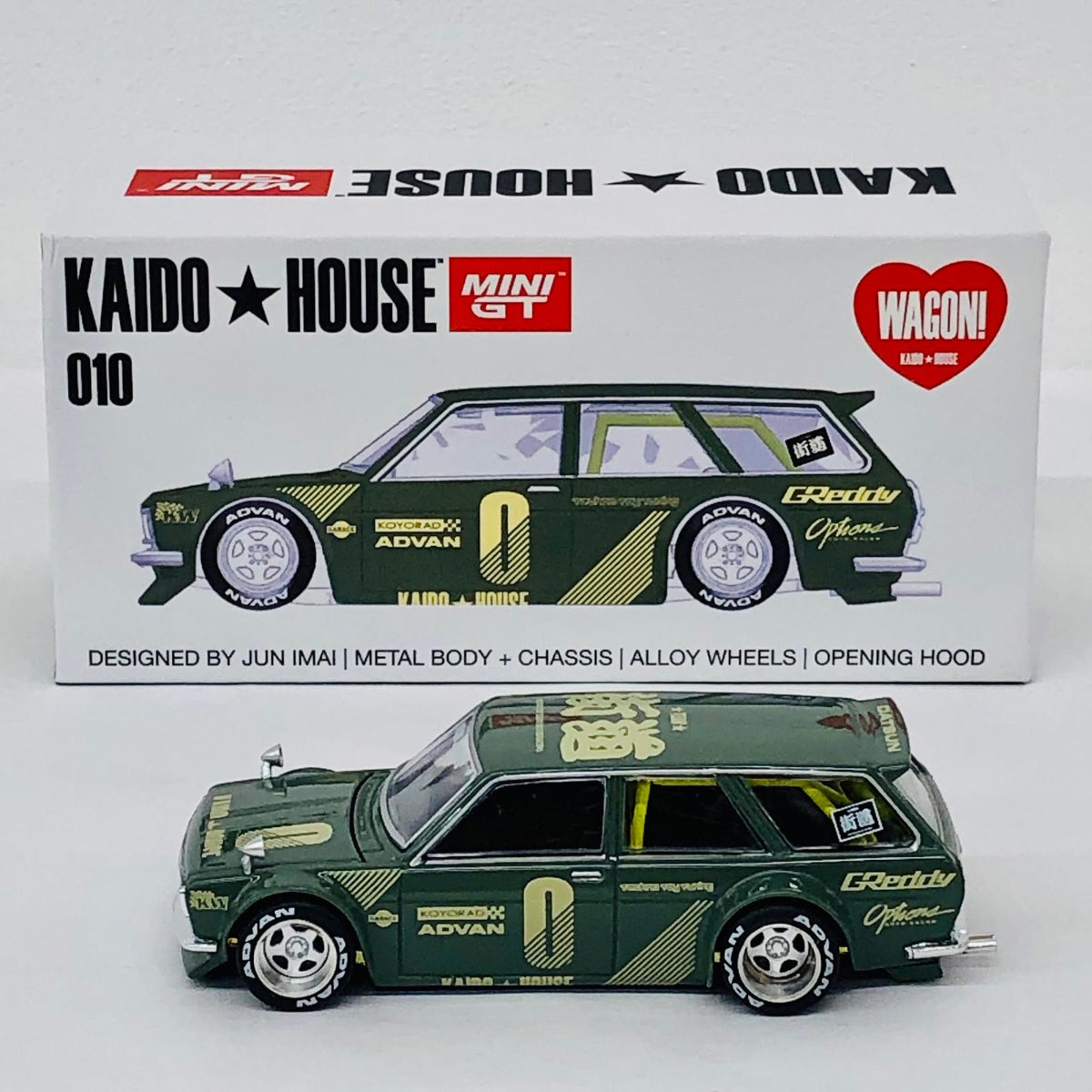 おもちゃ・玩具 1/64 ダットサン KAIDO 510 ワゴン KAIDO HOUSE 右ハンドル(グリーン) 「ミニGTシリーズ」 [KHMG010] ダットサン KAIDO 510 ワゴン 1/64スケール【加古川物流】