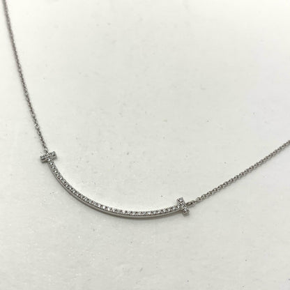 Tiffany&co | ティファニー ティファニーT スマイルペンダント スモール メレダイヤ　K18WG ネックレス シルバー【瀬戸大橋店】