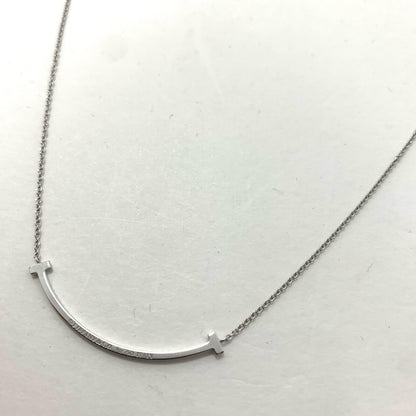 Tiffany&co | ティファニー ティファニーT スマイルペンダント スモール メレダイヤ　K18WG ネックレス シルバー【瀬戸大橋店】