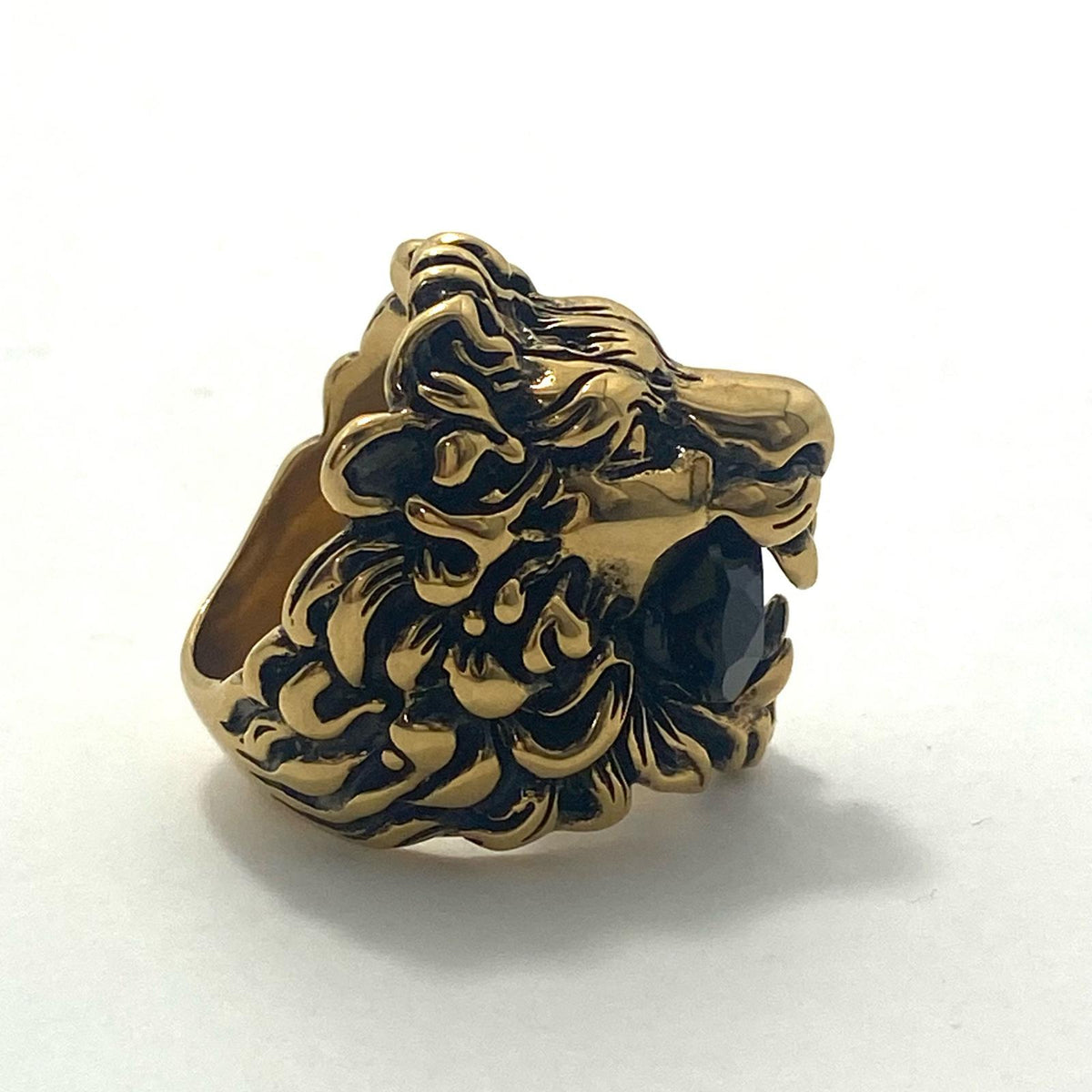 GUCCI | グッチ クリスタル付き ライオンヘッド リング リング・指輪 402763J1D508029 ゴールド ブラック【加古川物流】