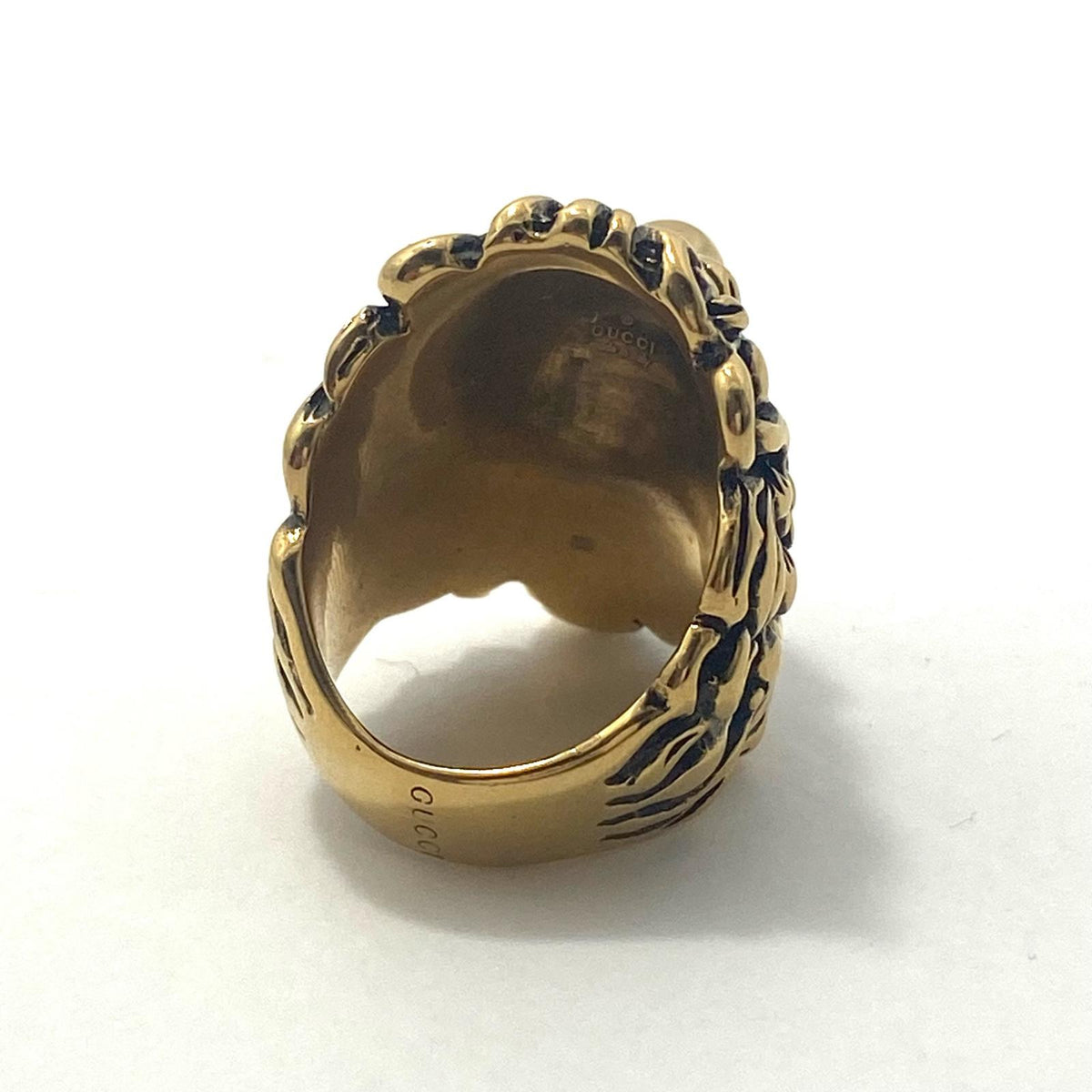 GUCCI | グッチ クリスタル付き ライオンヘッド リング リング・指輪 402763J1D508029 ゴールド ブラック【加古川物流】