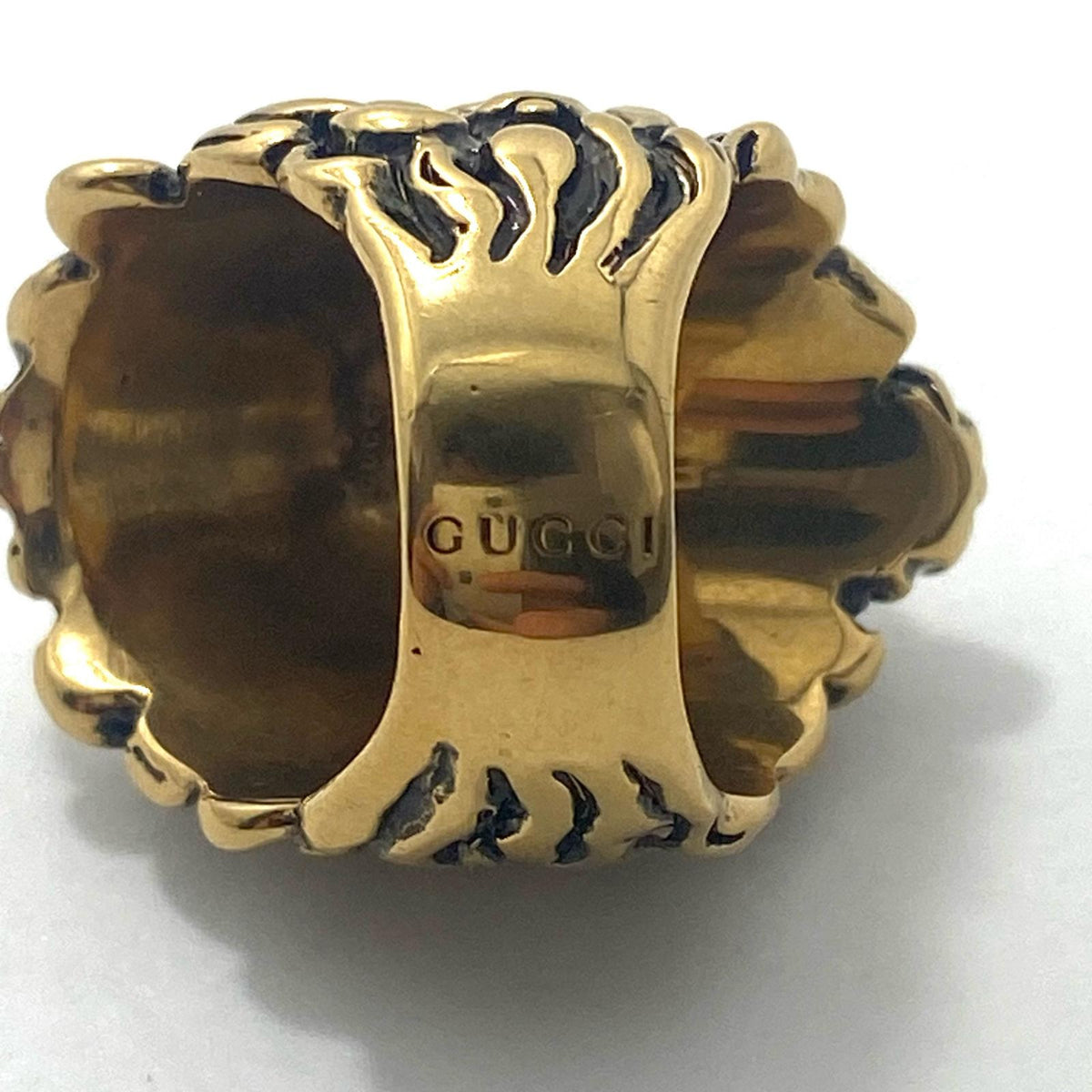 GUCCI | グッチ クリスタル付き ライオンヘッド リング リング・指輪 402763J1D508029 ゴールド ブラック【加古川物流】