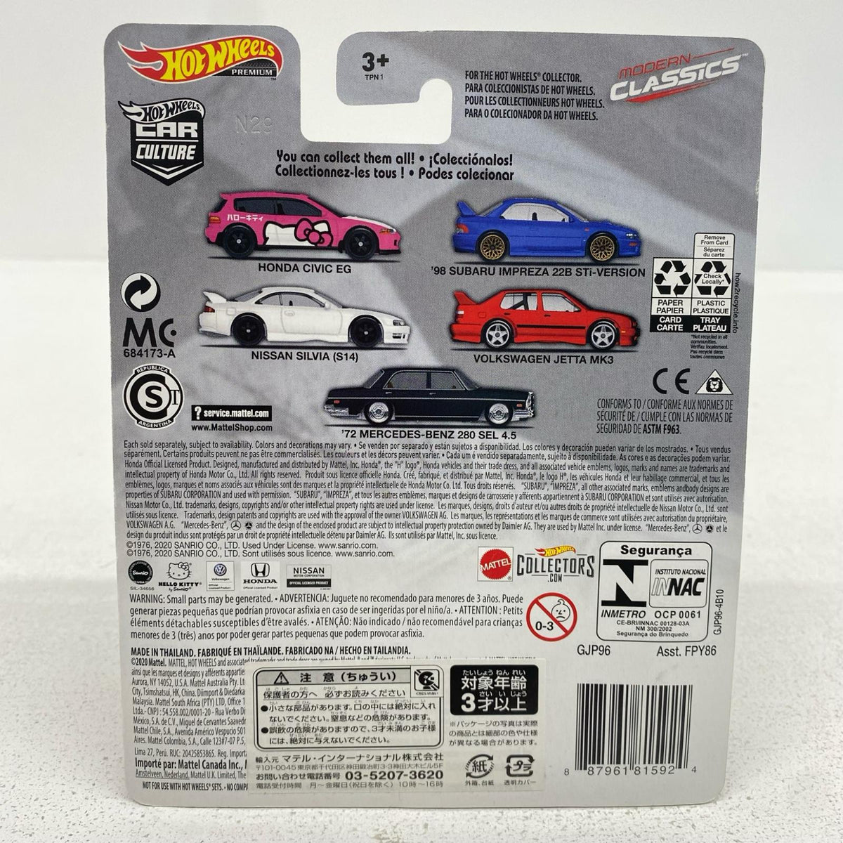おもちゃ・玩具 1/64’98SUBARUIMPREZA22BSTi-VERSION「HotWheelsカーカルチャーModernClassics」[GJP96] 98SUBARUIMPREZA22BSTi-VERSION 1/64スケール【加古川物流】