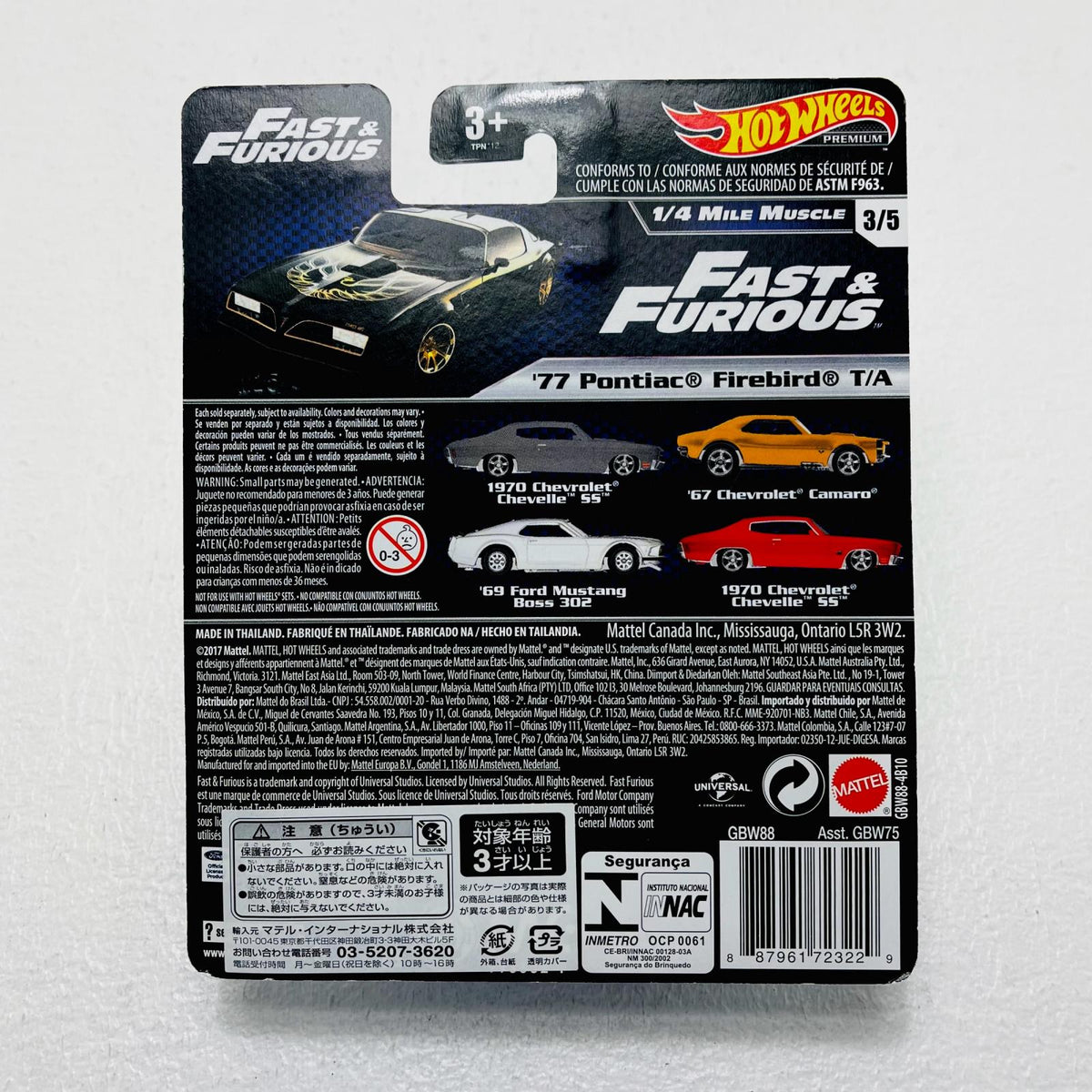おもちゃ・玩具 1/6477PontiacFirebirdT/A「HotWheelsワイルド・スピード」[GBW88] PontiacFirebirdT/A 1/64スケール【加古川物流】