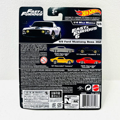 おもちゃ・玩具 1/6469FordMustangBoss302「HotWheelsワイルド・スピード」[GBW89] FordMustangBoss302 1/64スケール【加古川物流】