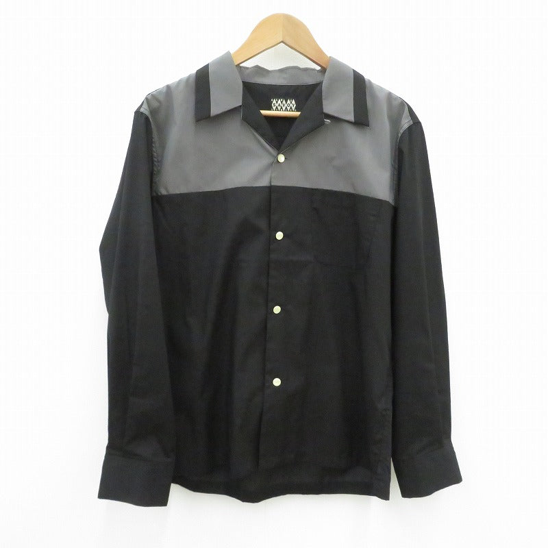 SAVOY CLOTHING | サヴォイクロージング Rock’n’Roll Two-Tone Shirts 長袖シャツ SVY-SH308 ブラック サイズ：L【瀬戸大橋店】