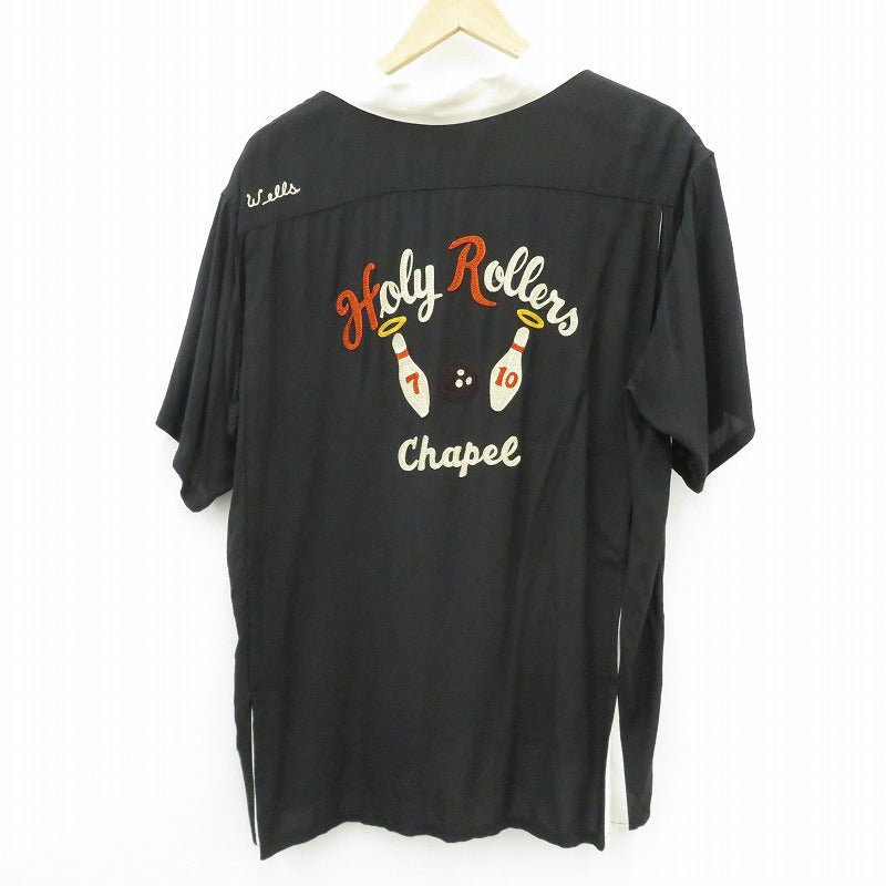 Style Eyes(東洋エンタープライズ | スタイルアイズトウヨウトーヨー RAYON BOWLING SHIRT ボーリングシャツ その他トップス SE38617/“HOLY ROLLERS” ブラック サイズ：L【瀬戸大橋店】